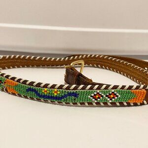 Authentic Beaded Native American Genuine Leather belt 36" long